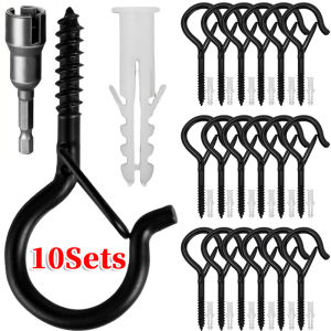 10Sets Hanger Hooks with Safety Buckle / Windproof Screw Hooks / for Hanging Outdoor String Light