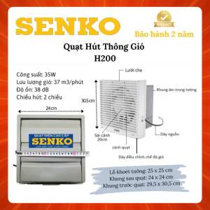 Quạt Hút Thông Gió Âm Tường Senko H250/H200/H150/H100 - Hàng Chính Hãng - Bảo Hành 24 Tháng - 40W - 2 Chiều (Hút và Thổi)