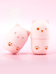 Portable Silicone Beauty Blender Storage Box Travel Dustproof Cat Shaped Makeup Sponge Holder Compact Cosmetic Puff Organizer