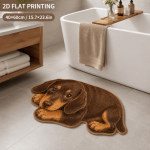 VIKAMA 3D Sausage Dog Shaped Bath Rug Water Absorbent Non Slip Cute Dachshund Washroom Bedroom Decor Mat