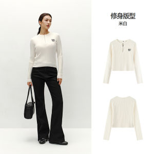 Áo Len Dệt Kim Semir Dành Cho Nữ Mùa Đông Ngắn Cổ Chữ V Thêu Ôm Vừa Vặn Giản Dị Thường Ngày Giúp Thon Gọn