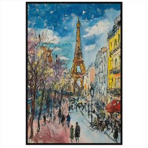 Tranh phong cảnh tháp eiffel. Tranh treo tường dán tường sơn dầu canvas trang trí. CGI-2083