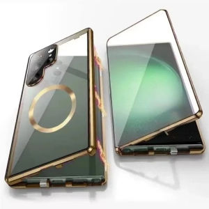 LS | 360° Protection Security Lock Double Sided Glass Magnetic Phone Case For Magsafe Samsung Galaxy S26 S25 S24 S23 S22 Ultra Plus