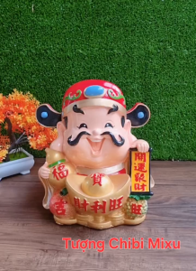 Tượng Thần Tài 22.5cm mẫu thỏi vàng may mắn - sự giàu có và thịnh vượng