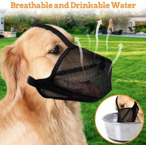 Dog Muzzle Soft Mesh Covered Muzzles  Poisoned Bait Protection With Adjustable Straps Prevent Biting Chewing And Licking