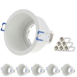 JOYINLED 6PCS Round GU10 Recessed Downlight Frames with GU10 Lamp Holders Ceiling Spotlight Fixtures Black White for LED Bulbs