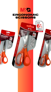 M&G Ergonomic Stainless-Steel Scissors – Ultra Smooth Cutting with Soft-Touch Grip Handle School & Office Use – Sizes 6¼" 7" 7¾" | ASS913U8 ASS913U9 ASS913U0