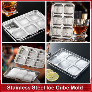 ⭐️【มีในสต๊อก+คลังสินค้าท้องถิ่น】⭐ถาดน้ำแข็งก้อนถาดน้ำแข็งก้อนสแตนเลสพร้อมฝาปิดแม่พิมพ์ถอดง่ายพิเศษทนทานและเครื่องล้างจานปลอดภัยสำหรับตู้แช่แข็งวิสกี้ช็อกโกแลต