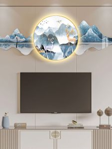 Living Room Television Background Wall Decorative Painting New Chinese Landscape Painting Elk Sofa Hanging Picture High-End Dining Room Wall Mural