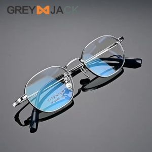 Grey Jack Frame Kacamata Titanium Model Kota Fashion Pria Wanita Bisa Minus Ringan Kokoh Style Bisnis Simple 6045