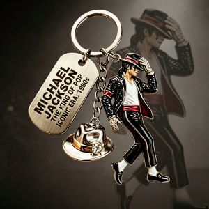 Hasbro | 2026 Michael Jackson Keychain Classic Dance King Pendant Key Ring Fashion Singer Key Chain Creative Gift for Men Women