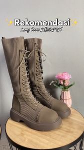 PINKEY P120 Sepatu Long Boots Wanita Sepatu Martin Tinggi Sebetis