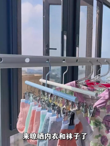 【SG Ready Stock】10 Clips Anti-slip Stainless Steel Sock Hanger Stackable with Shoe Rack Underwear Sock Drying Pegs Rack  Traceless Hanger Drying Rack