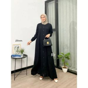 gamis rayon twill polos kancing full aktip