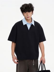 HetingHOME | Áo thun nam tay ngắn mùa hè Hetinghome dáng rộng cổ bẻ họa tiết hoạt hình cotton polyester thường ngày thời trang hợp thời trang