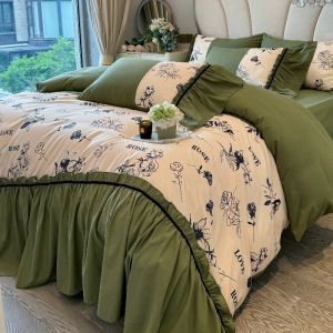 Princess Style Pure Cotton Bedding Set French Vintage Four-Piece Suite Breathable Comforter Cover Sheet for Young Women