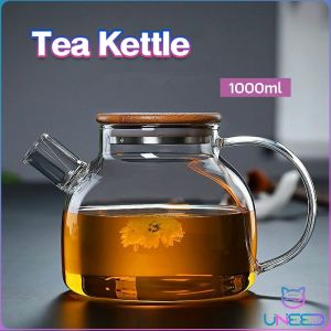Need. 1L Heat Resistant With Wooden Cover Tea Pour Kettle Hot Coffee Tea Milk
