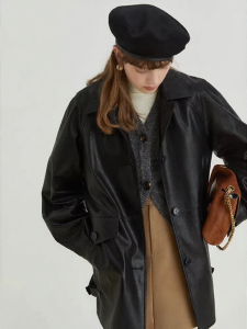 Fano | Áo Khoác Biker PU Cổ Retro