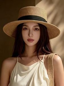 Cgediao | Mũ Rơm Mũi Dẹt Kích Thước Lớn Phong Cách Nghỉ Dưỡng