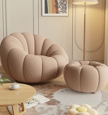 Lazy Sofa Single Person Pumpkin Shaped Recliner Cream Style Balcony Small Apartment Leisure Chair Can Lie Can Sleep