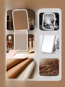Portable Folding LED Makeup Mirror with Light High Definition Desktop Cosmetic Desk Mirror for Dormitory Small  Style