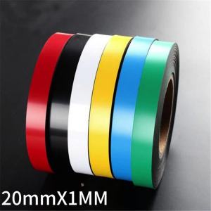 2 Meter Rubber Magnetic Strip DIY Fridge Magnet Flexible Magnetic Label Width20mmx1mm One Side with PVC Handcraft Parts Magnets