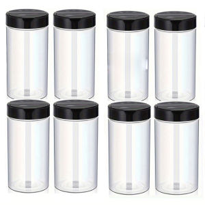 14oz Clear Plastic Spice Jars Spice Containers Spice Bottles Seasoning Organizer with Black Lids