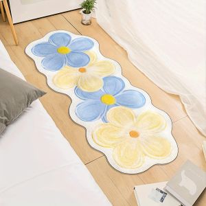 VIKAMA Họa Tiết Hoa Thảm Mềm Mại Thoải Mái Chống Trơn Trượt Thảm Cho Phòng Ngủ Ban Công Trang Trí Nhà Có Thể Giặt Bằng Máy Polyester Sàn