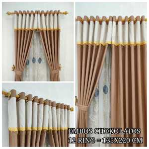 Gorden renda poni embos polos warna chocolatos desain mewah | gorden premium mewah