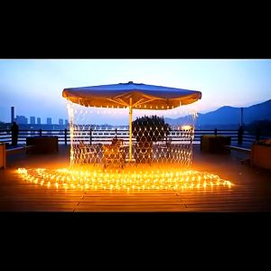 Lampu Natal Jala LED Warm White dan White Tumblr Light Jala dekorasi taman cafe Lampu Jaring Pesta Lampu Hias Dekorasi