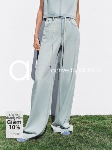 MO&Co. | Active Tencel Cotton Thin Wide Leg Jeans