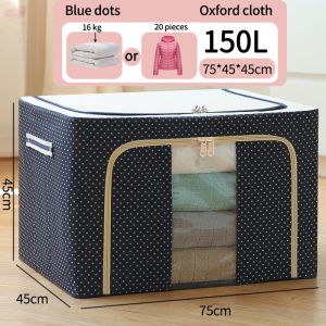 66L/100L กล่องเก็บเสื้อผ้า ขนาดใหญ่ กล่องเก็บความจุข กล่องจัดระเบียบตู้เสื้อผ้ากันฝุ่นพับ ผ้าอ๊อกซ์ฟอร์ด - ราคาประมาณ 1,500 ฿