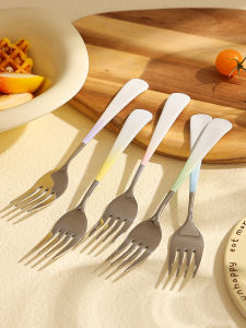 Gradient Macaron Western Dining Fork Children 304 Stainless Steel Fruit Fork Premium Dessert Cake Salad Fork Dining Utensils