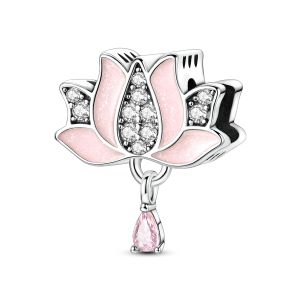Charm Bạc 925 Sterling Hình Hoa Mùa Xuân Hoa Hướng Dương Hoa Tulip Mặt Dây Chuyền Làm Đồ Trang Sức Tự Chế Vòng Tay Vòng Cổ Trang Sức Thời Trang Nữ
