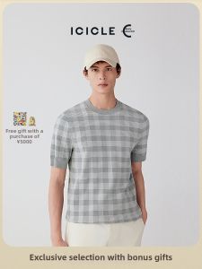 ICICLE | Mens Thin Superfine Cotton Short Sleeve Round Neck Pullover Knitted Sweater