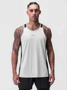ASRV | Mens Spliced Tank Top Summer Quick Dry Breathable Sleeveless Gym Vest High Elastic Fitness Workout Running Casual Tank Shirts