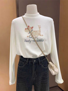 Semi-high Collar Warm Thick Black T-Shirt