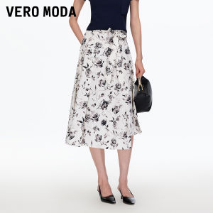 Vero Moda | Cotton and Lyocell A-Line Skirt With Tie and Print