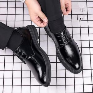 Business Casual Breathable Leather Shoes Mens Pointed Toe Knot British Style Office Leisure Shoes Grooming Shoes