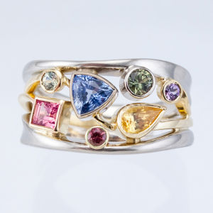 Huitan 6 Color Stone Beautiful Cocktail Party Ring for Women Stylish Jewelry Cool Birthday Gift New Arrival Fashion Rings