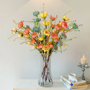 Luxurious Artificial Rhododendron Flowers Display Piece Dining Table Decoration Dried Flower Bouquet Home Living Room Artistic Ornament