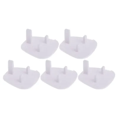 5Pcs White UK Power Socket Cover Baby Anti Electric Shock Plugs Protector Cover