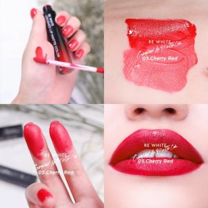 ลิปสติกเนื้อแมท สีสวย ฉ่ำวาว Re-White ลิปกันน้ำ ลิปติดทน ติดตลอดทั้งวัน ลิปไม่ติดแมส กันน้ำ ราคาที่สุด 75-90 บาท สำหรับฉ่ำวาว สีสว