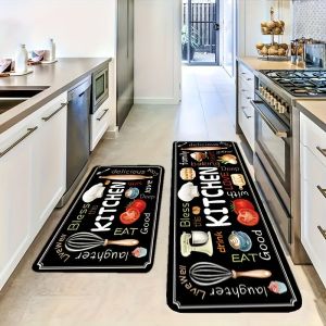 VIKAMA Retro Kitchen Mat Non-Slip Washable Carpet with Baking Tool Design Home Decor for Hallways and Entryways