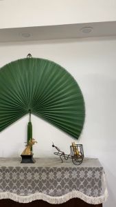 Quạt treo tường trang trí Bemiao màu xanh rêu chất liệu mành tre Treo tường trang trí nhà cửa phòng ngủ decor nhà cửa