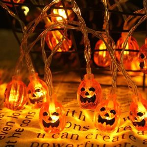 Đèn Dây Bí Ngô Hình Lá Phong Halloween Đèn LED Ấm Áp Chạy Bằng Pin Dùng Cho Trang Trí Lễ Tạ Ơn Halloween