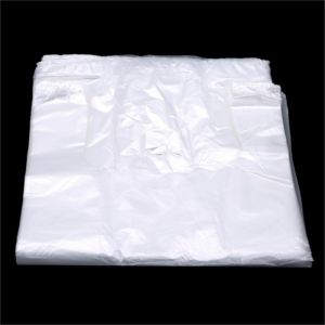 100Pcs Clear Bags Plastic Shopping Bag Medium Thickness Reusable Grocery Bag With Handle Food Bags-Supermarket Transparent Bags