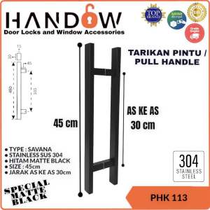 Door Handle Tarikan Pintu Kaca gagang pintu 15x30x45 Black Matte