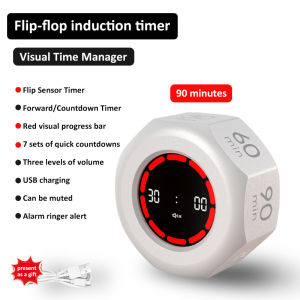 Flip Timer Mini Visual Timer Gravity Sensor Timer 90-Minute 7 Preset Time Management Tools for Home School Study Office Kitchen