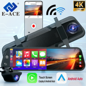 4K HD Dash Cam with Touch Screen CarPlay & Android Auto Night Vision Video Recorder All-in-One Smart Car DVR Driving Assistant
